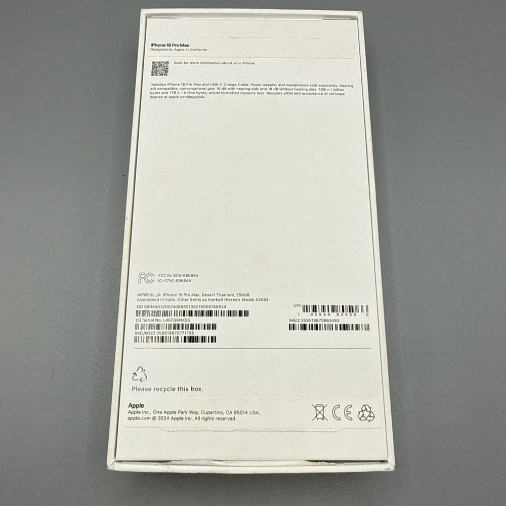 Apple iPhone 16 Pro Max 256GB Desert Titanium (BOX ONLY)